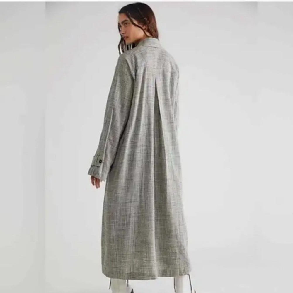 Free People WE THE FREE Liberty Duster Plaid Wool Blend Coat Size Small - Picture 4 of 9